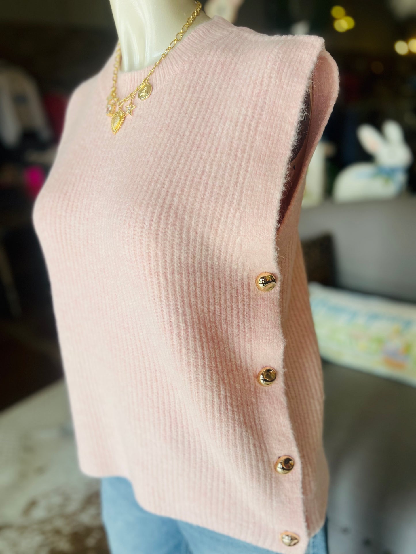 Pink Sleeveless Sweater