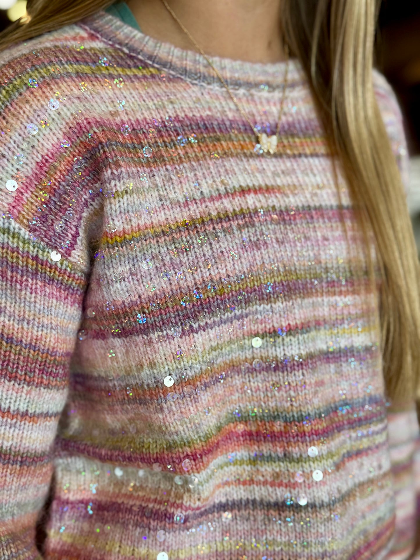 Tween Stripe & Sparkle Sweater