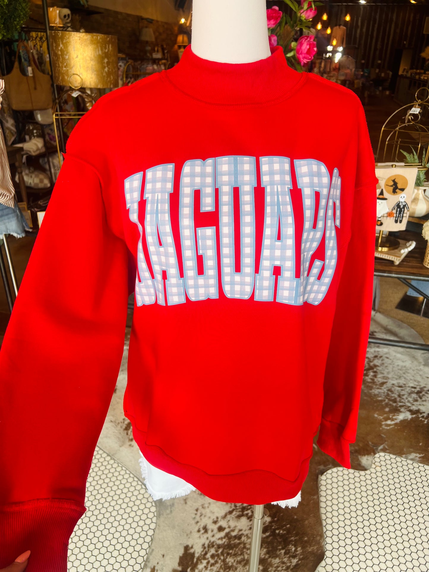 Gingham Jaguar Mockneck