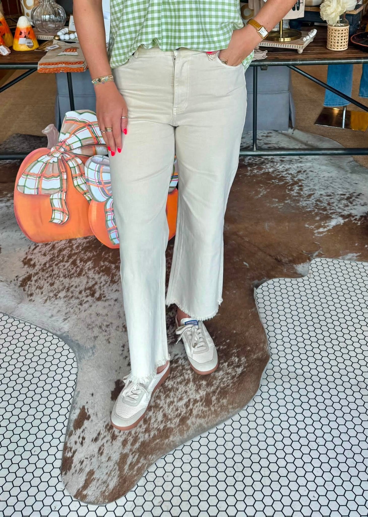 Wide Leg Khaki Denim