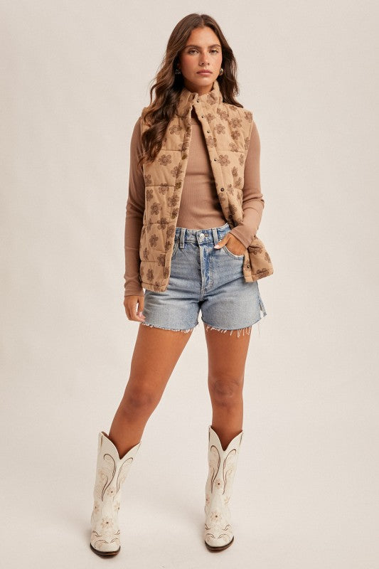 Floral Puffer Vest