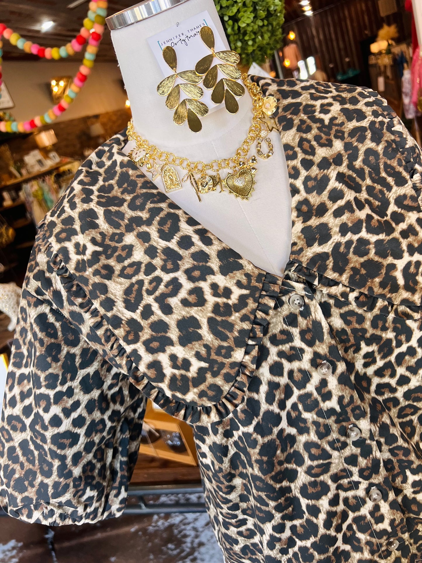 Leopard Peter Pan Collar Blouse
