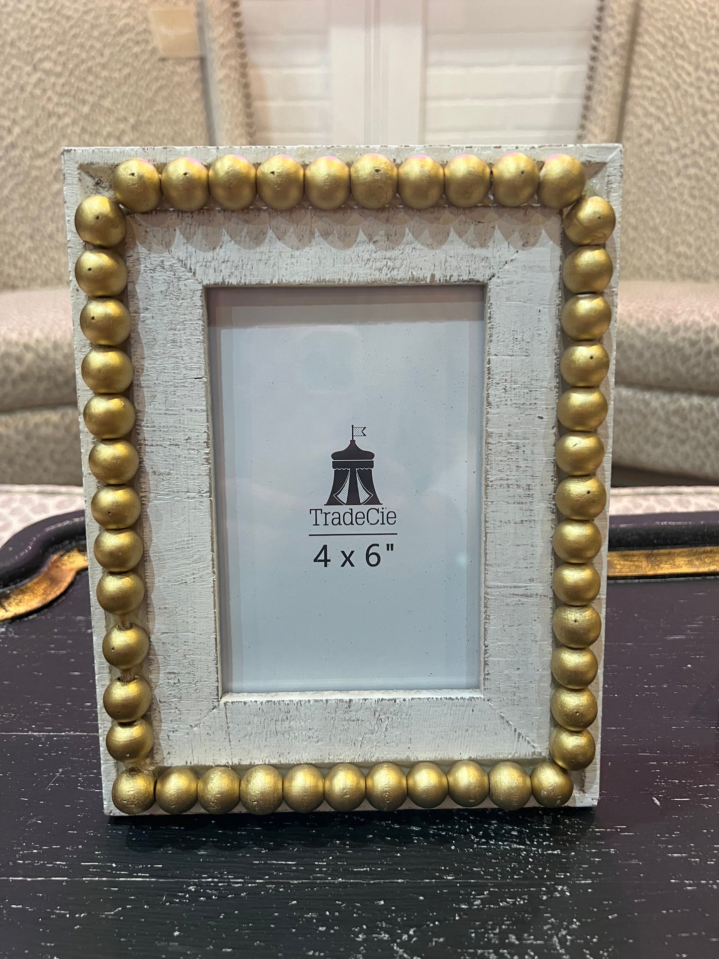 4X6 WHITE/GOLD BEADED FRAME