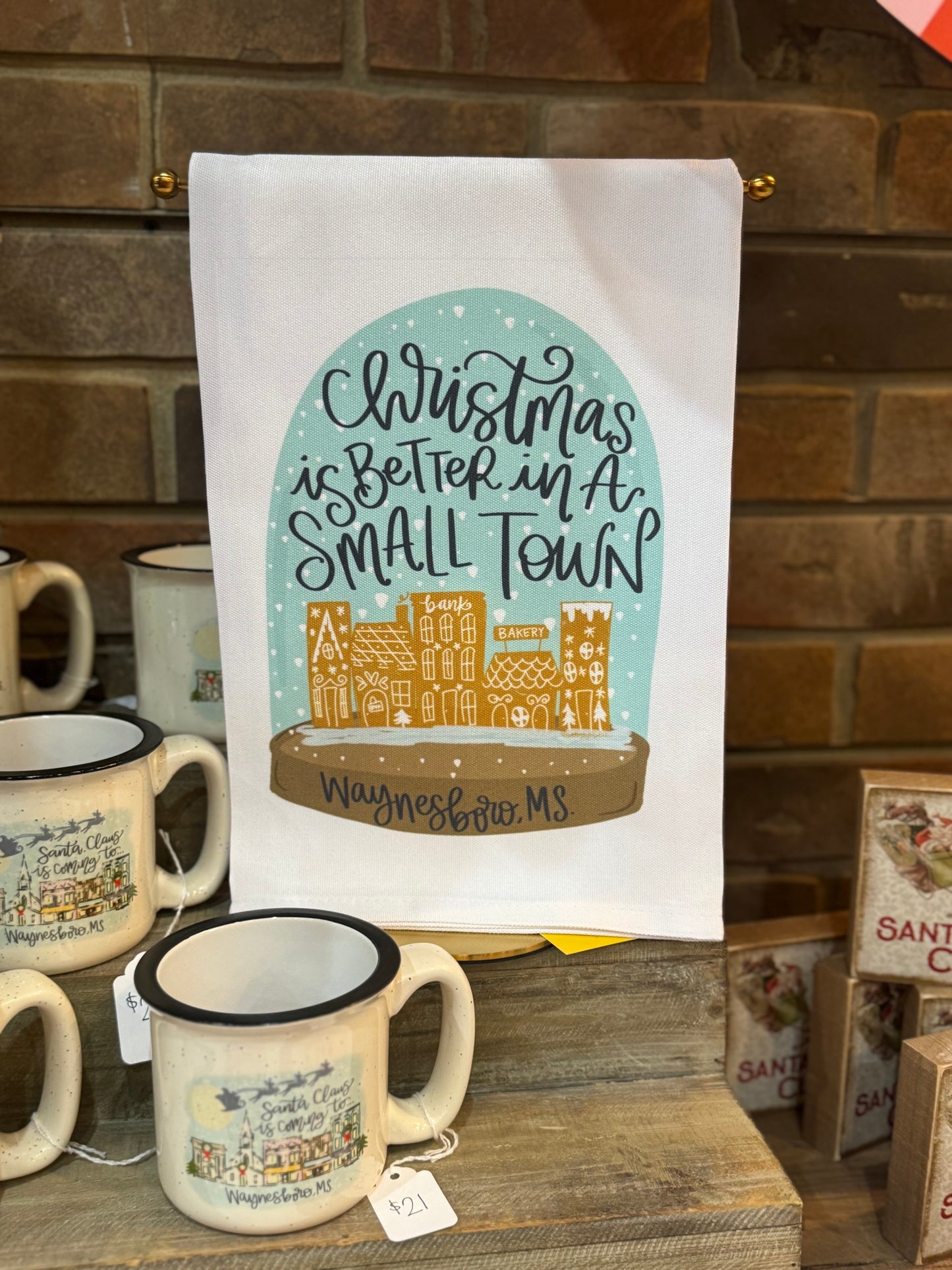 Small Town Christmas Tea Towel
