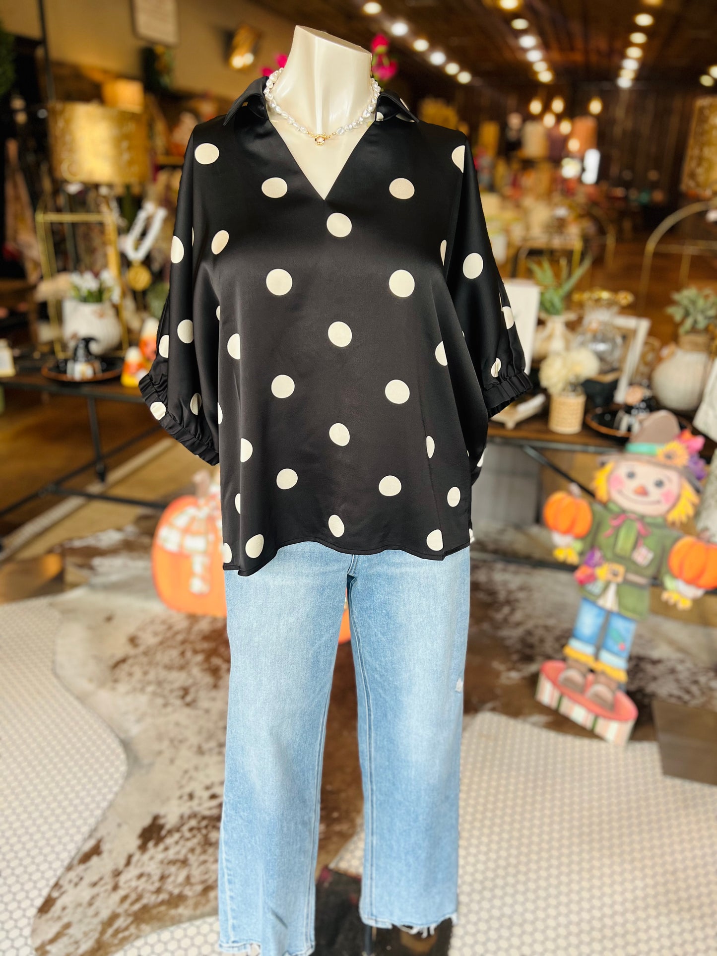 Satin Polka Dot Top