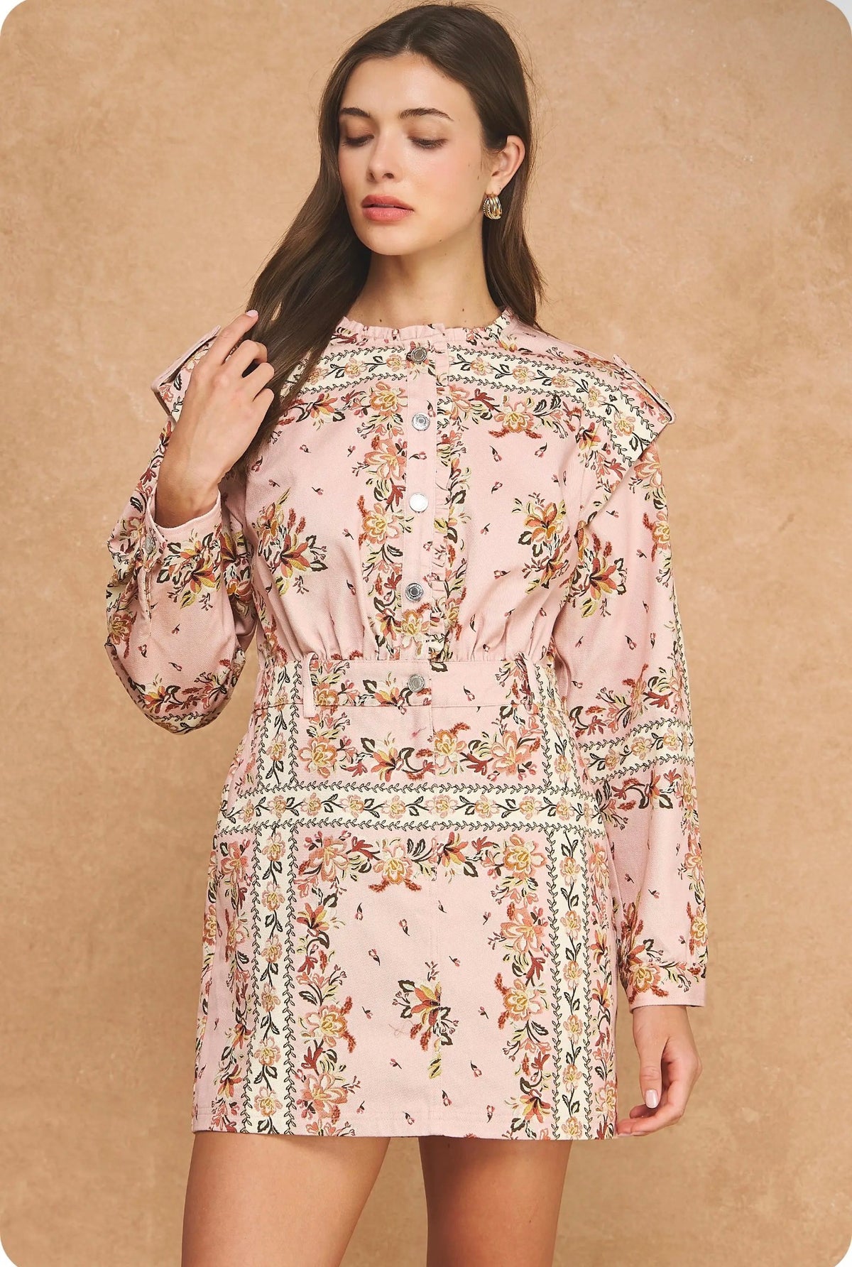 Botanical Tapestry Mini Dress