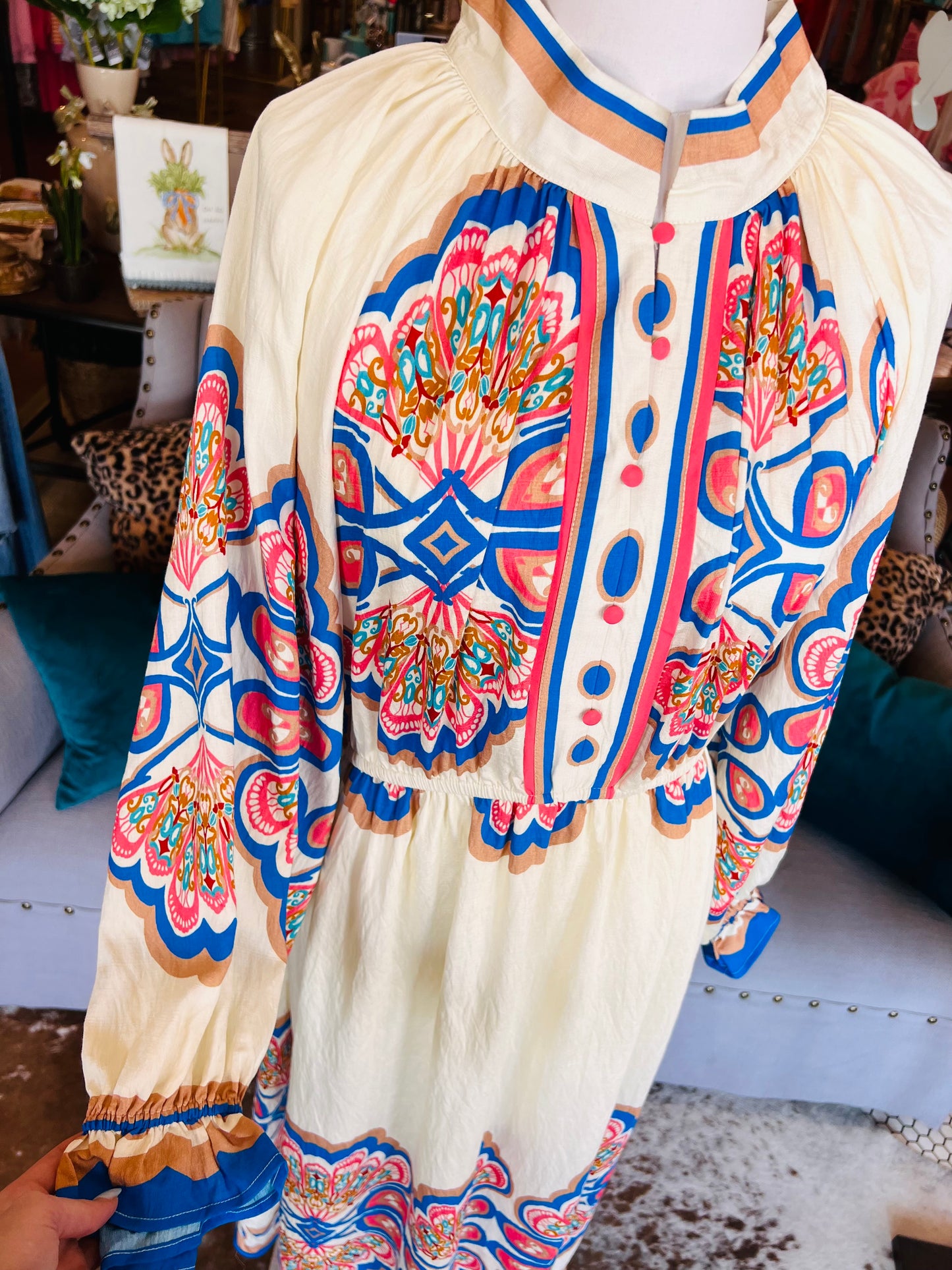 Border Print Plus Size Midi