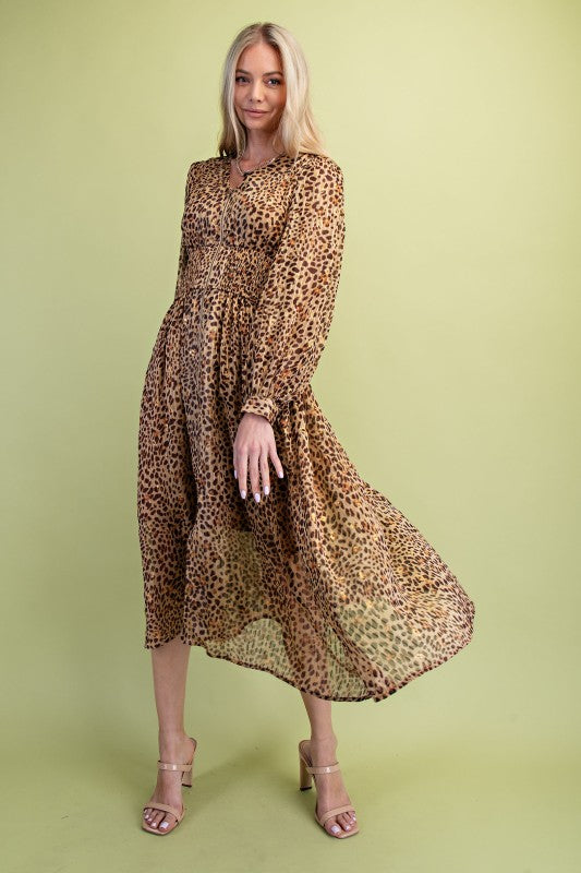 Metallic Cheetah Midi Dress