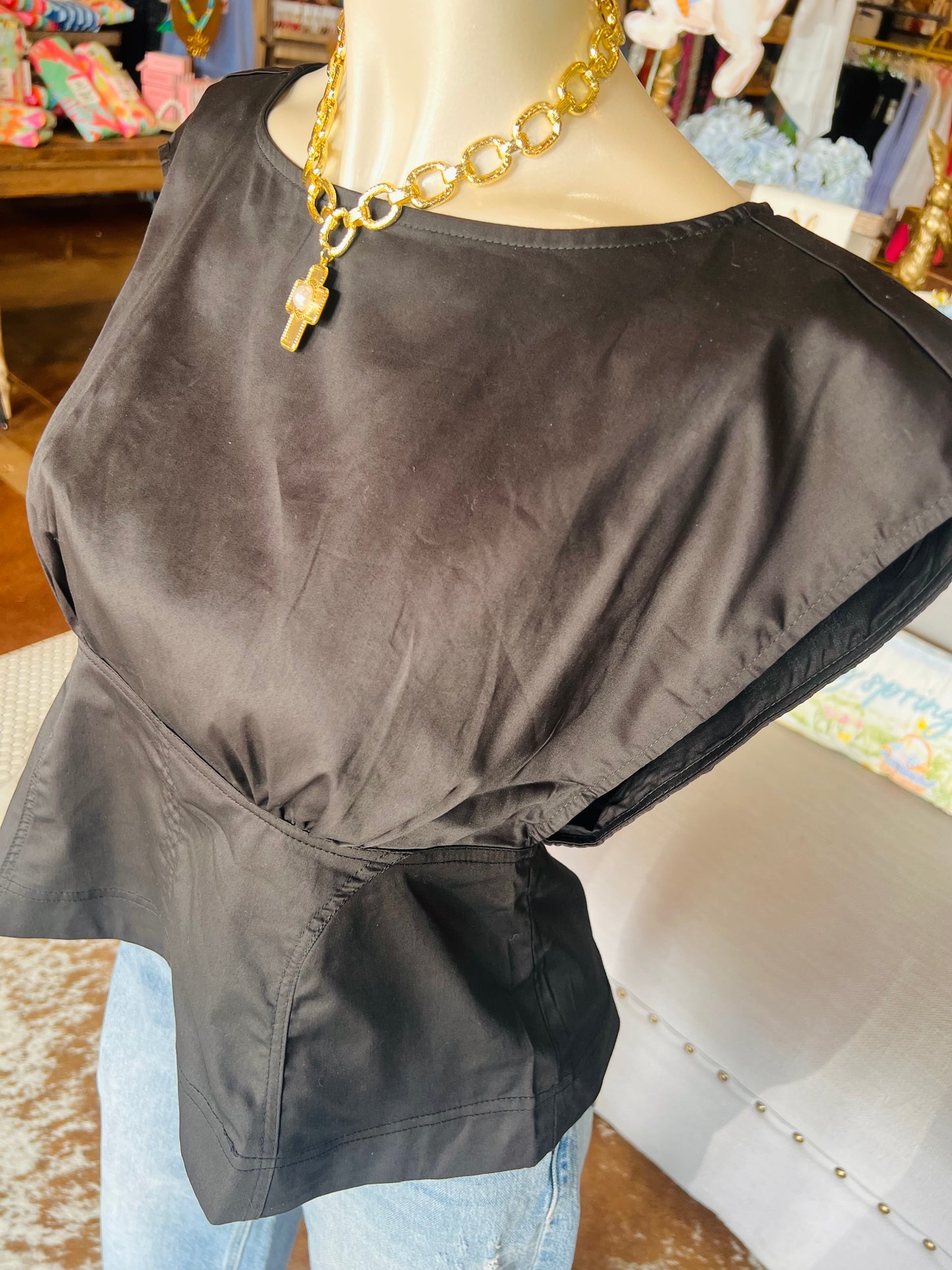 Boat Neck Peplum Top