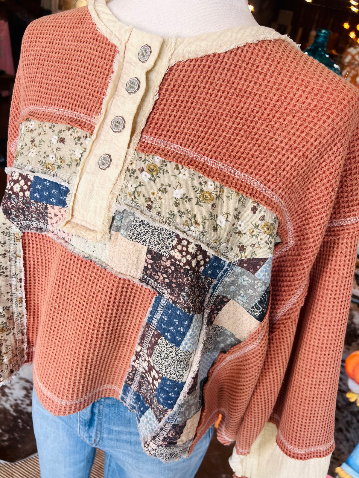Vintage Fall Patchwork Top