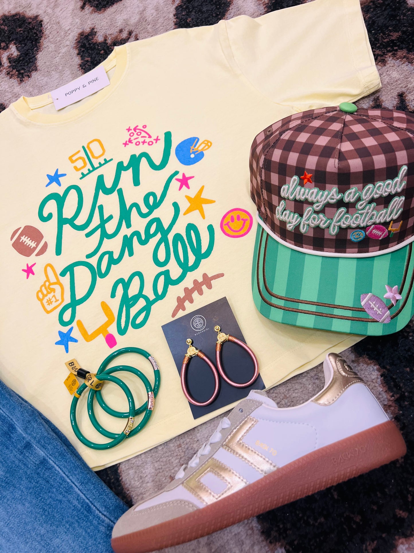 Run The Dang Ball Yellow Crop Tee