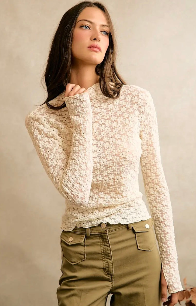 Floral Stretch Lace Layering Top