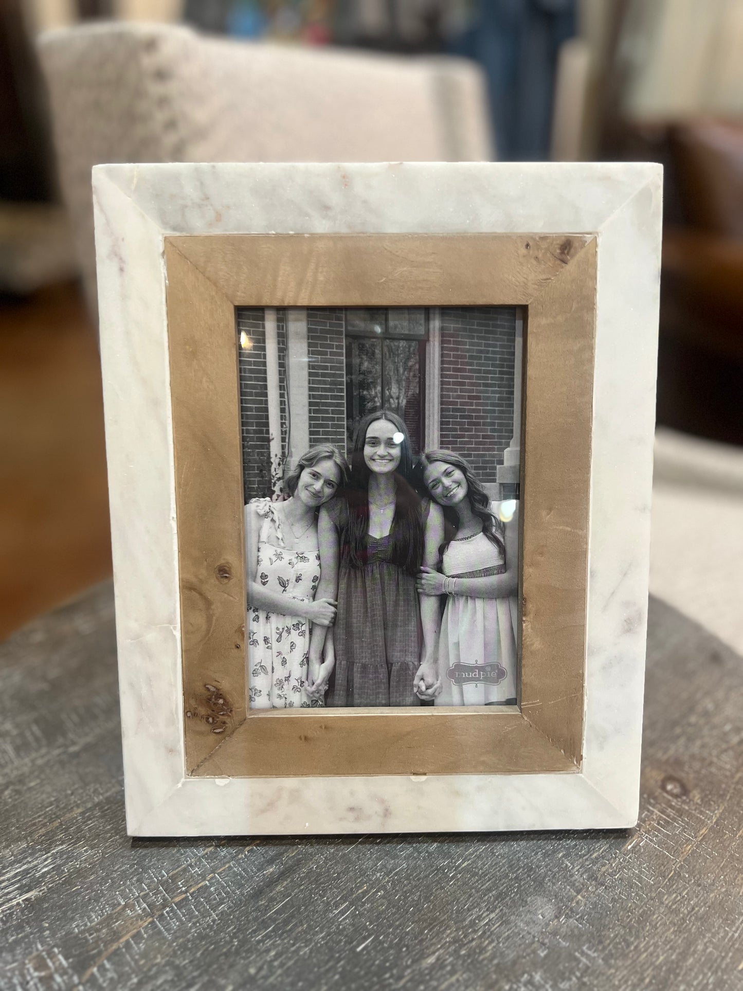 Large Burlwood & Marble Frame