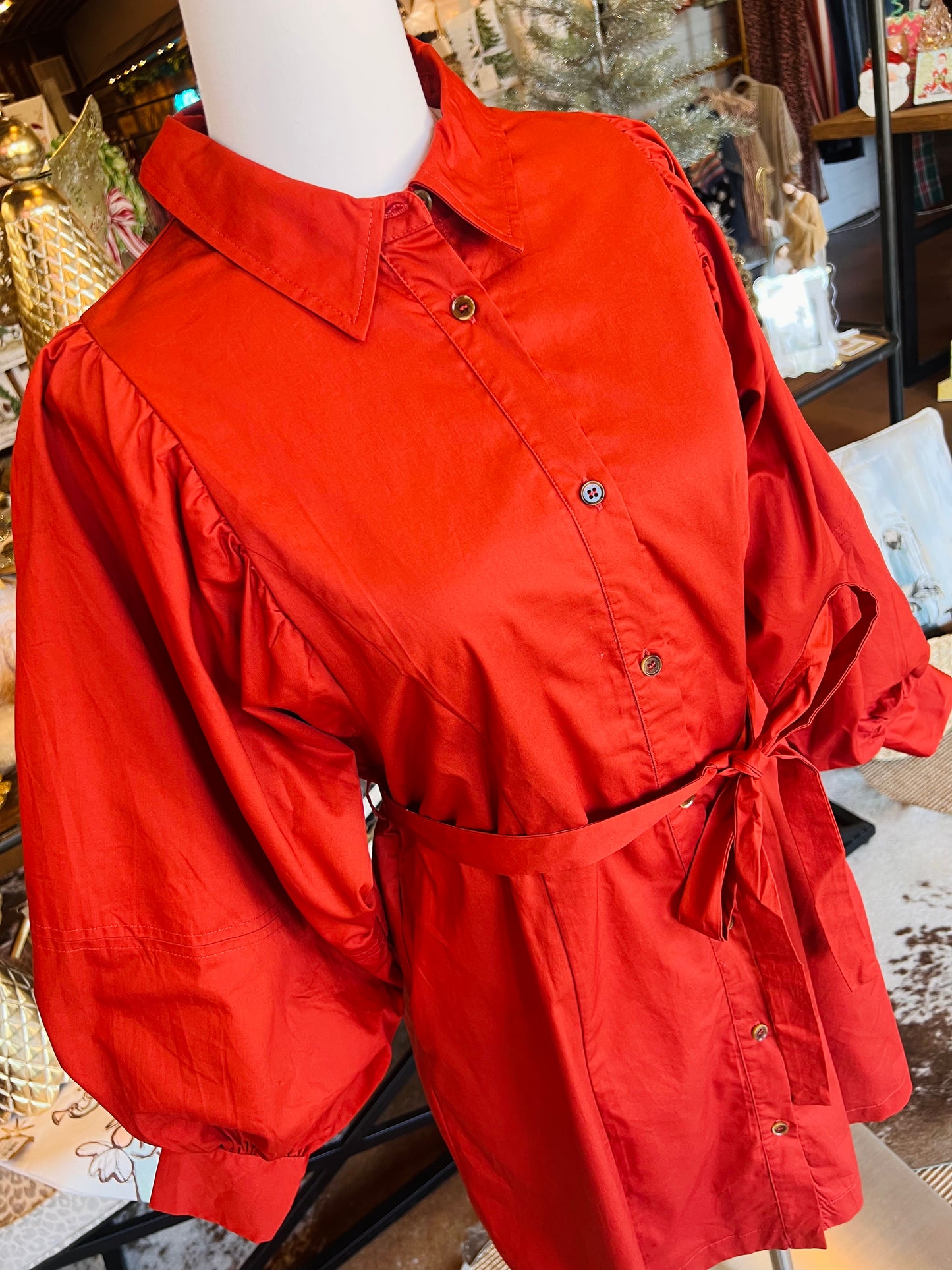 Rust Belted Mini Dress