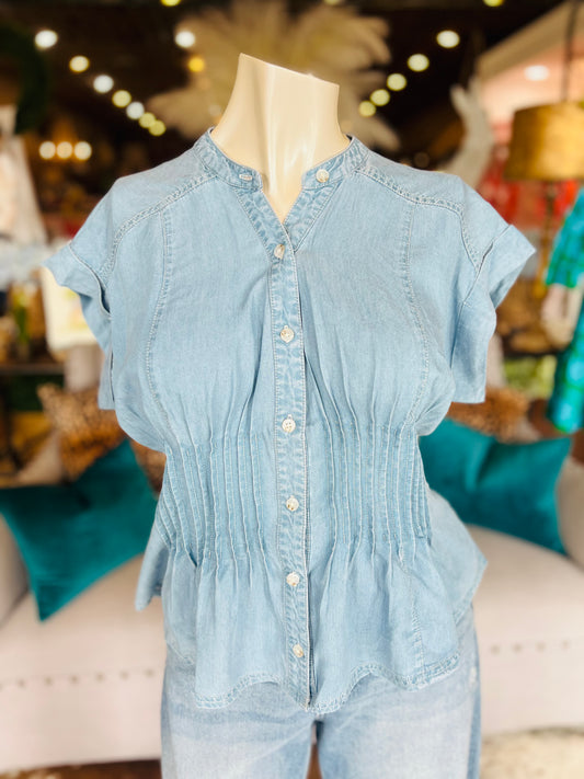 Pin Tuck Denim Top