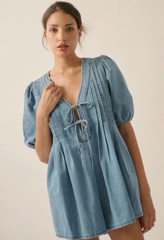 Tie Front Pleated Romper