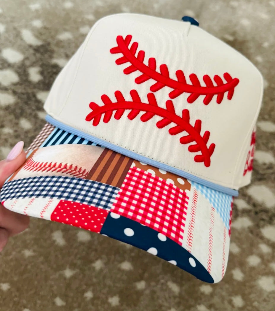 Baseball Laces Patchwork Hat