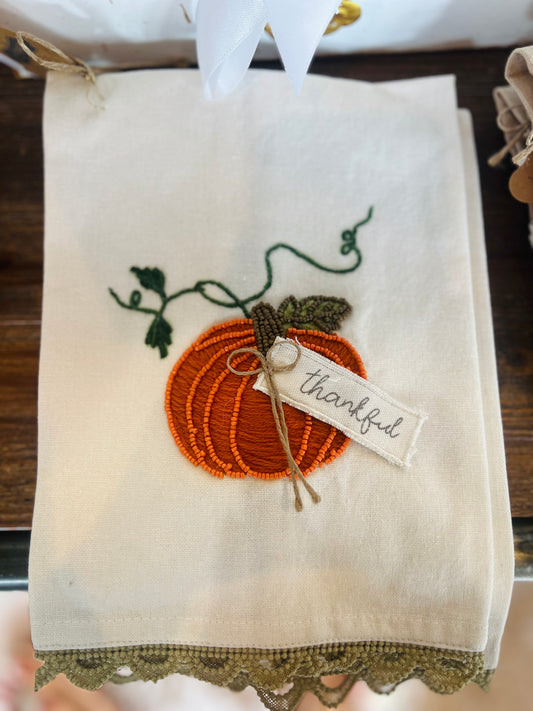 Single Pumpkin Beaded Towel
