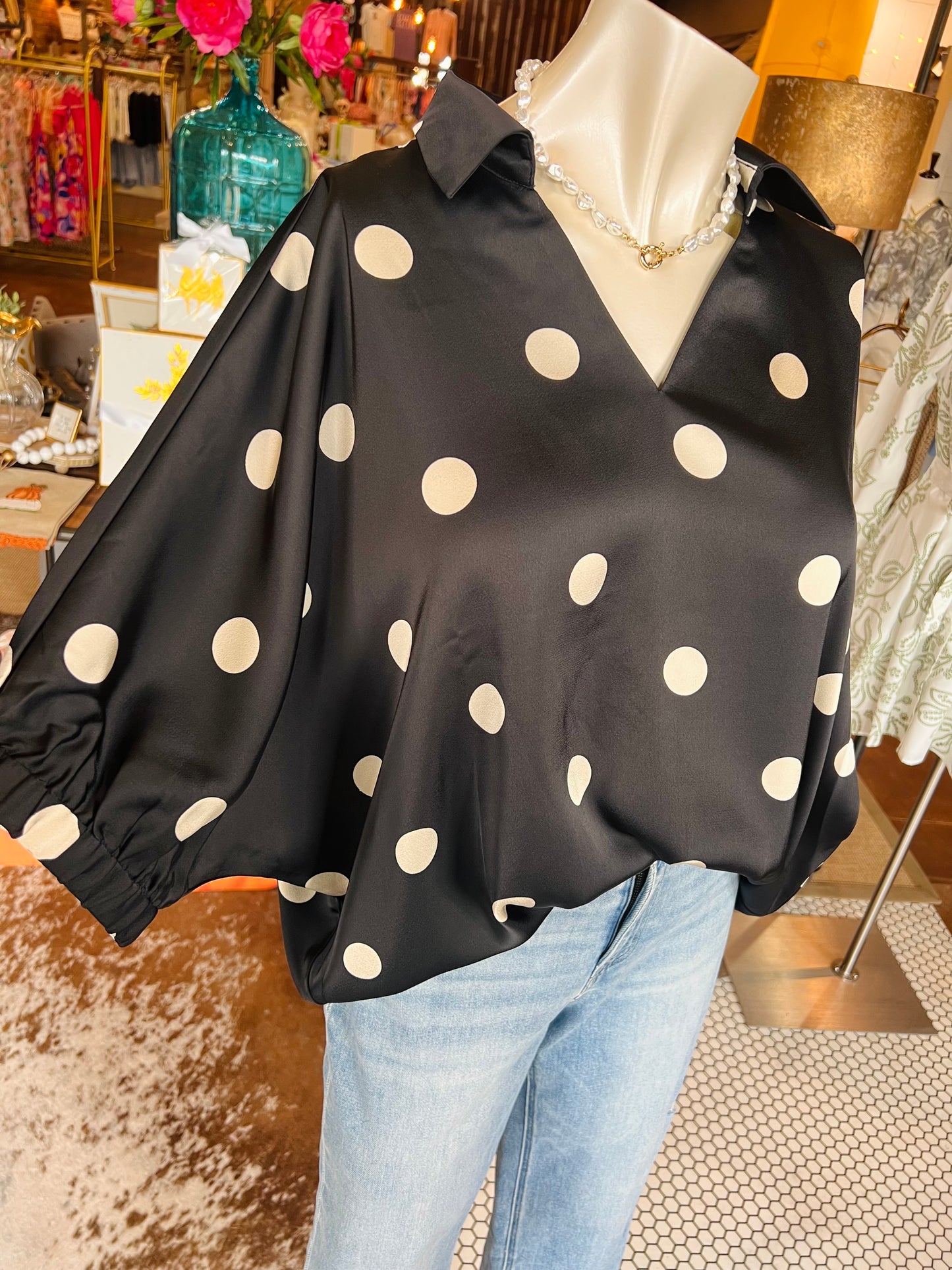 Satin Polka Dot Top