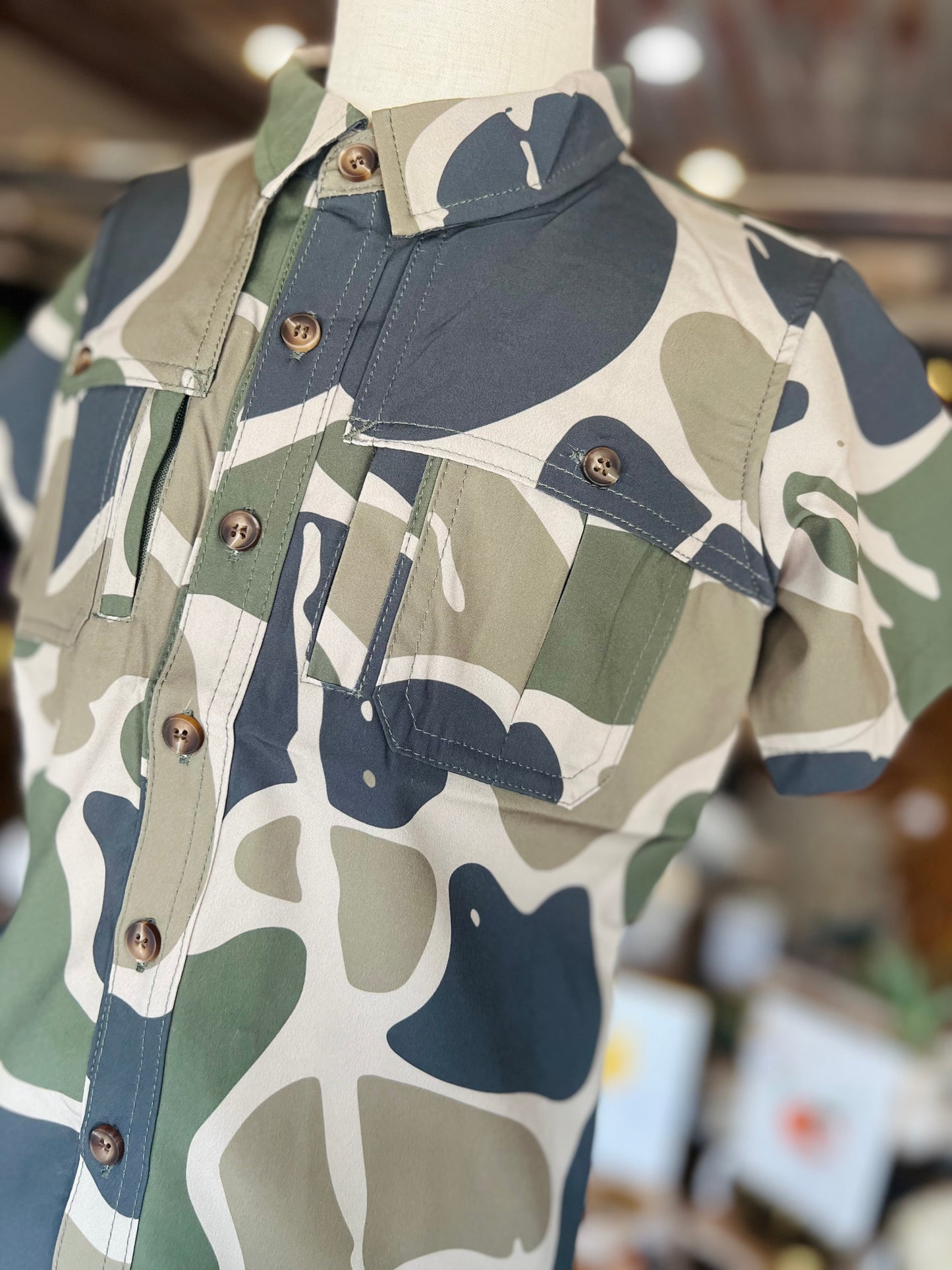 Youth Max Backwoods Camo Button Down