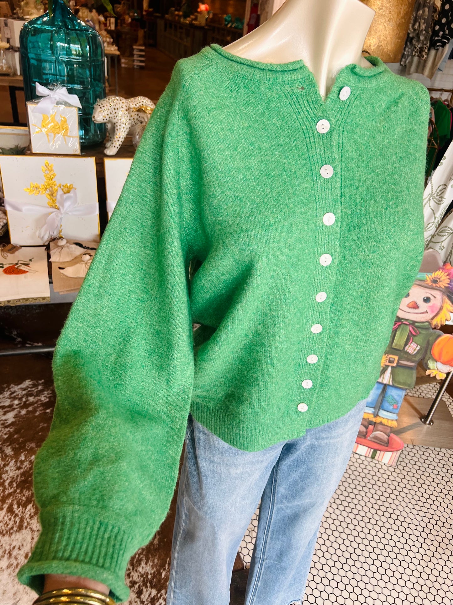 Cozy in Jade Cardi