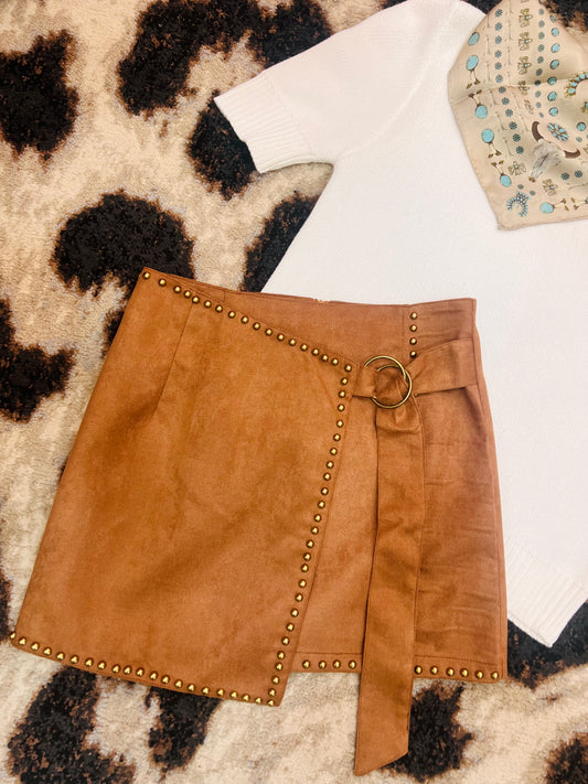 Studded Wrap Mini Skirt