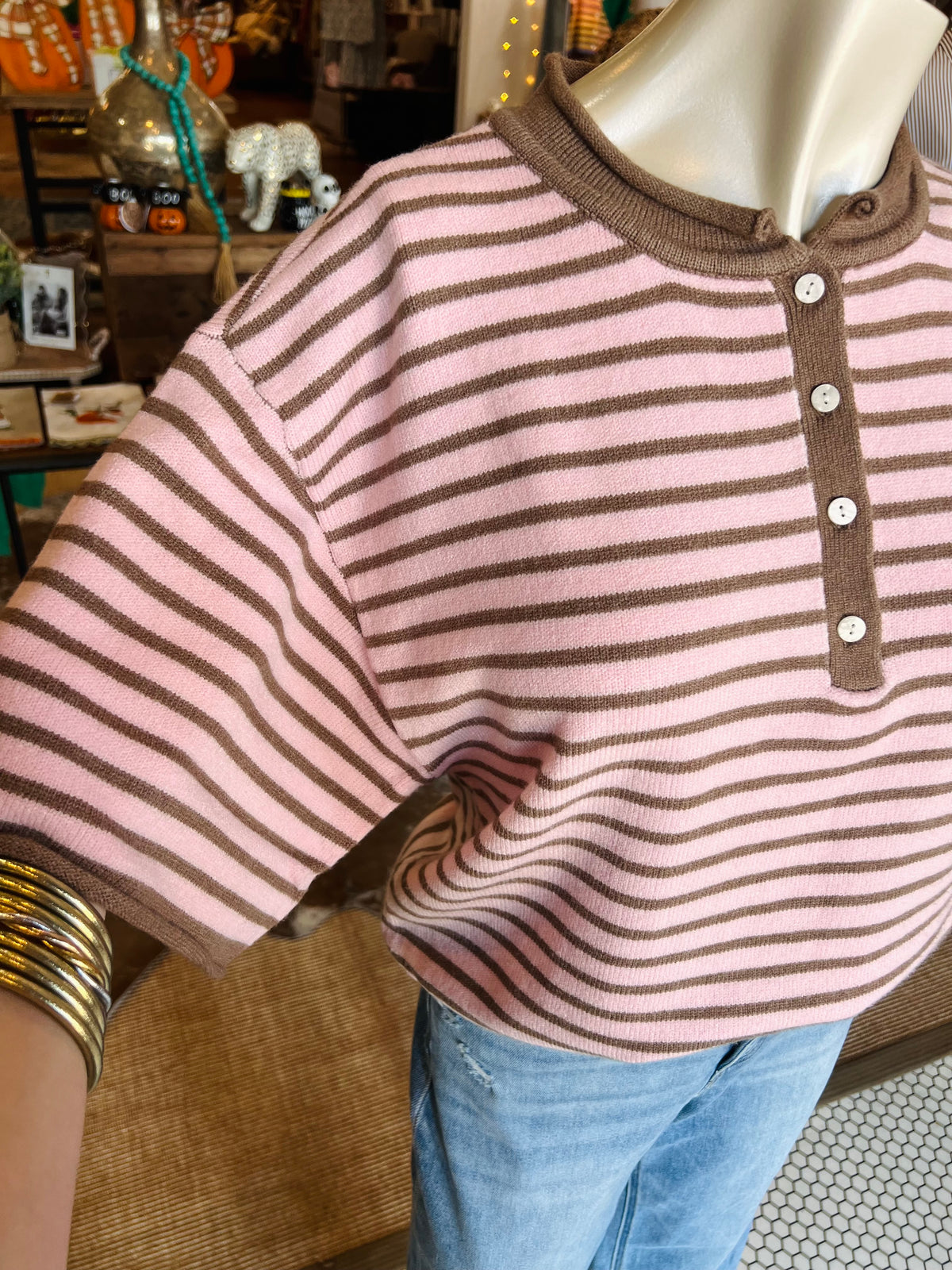 Pink & Mocha Striped Sweater