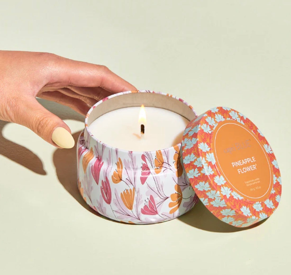 Pineapple Flower Pattern Play Travel Tin