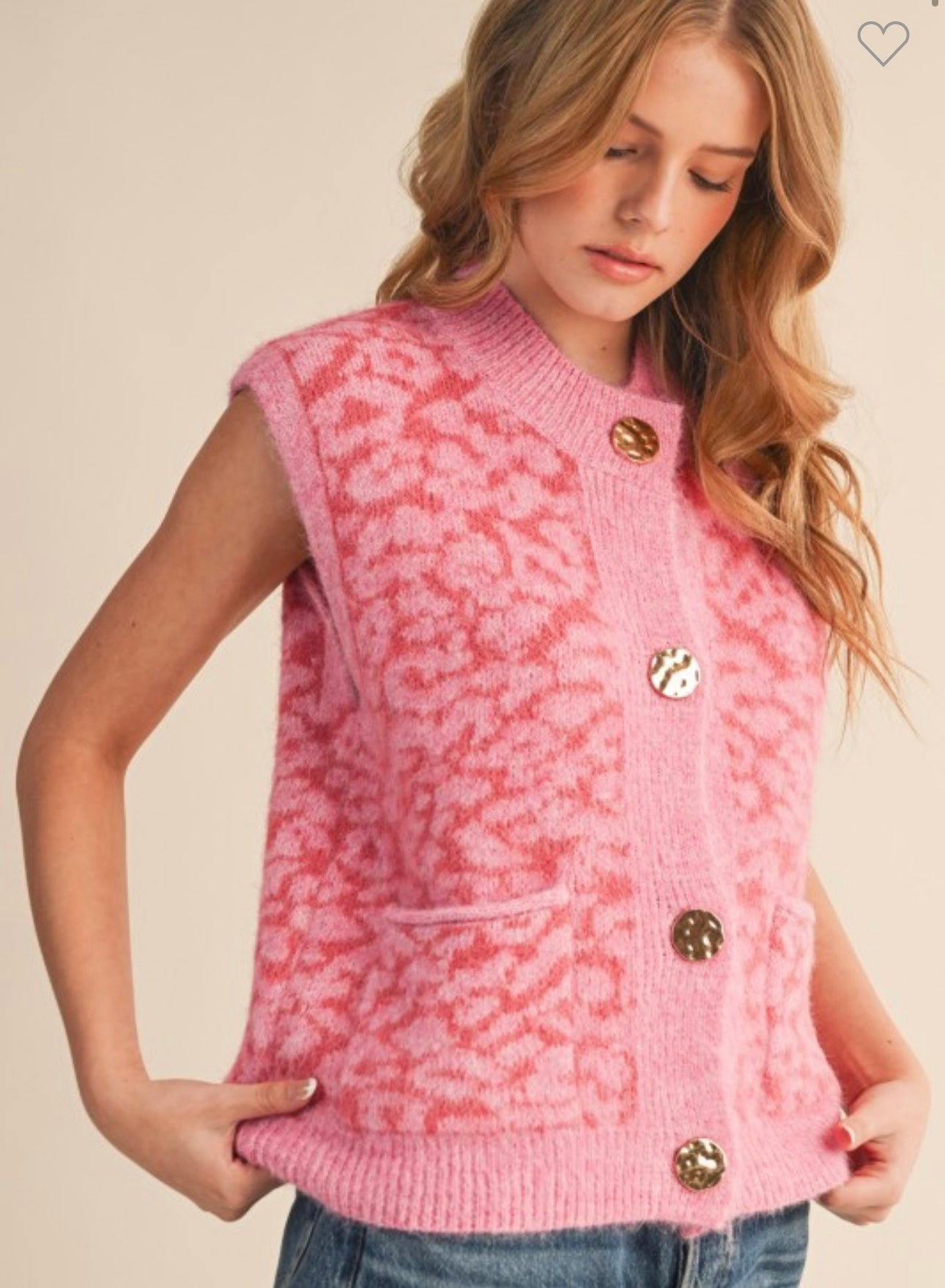 Pink Leopard Sweater Vest