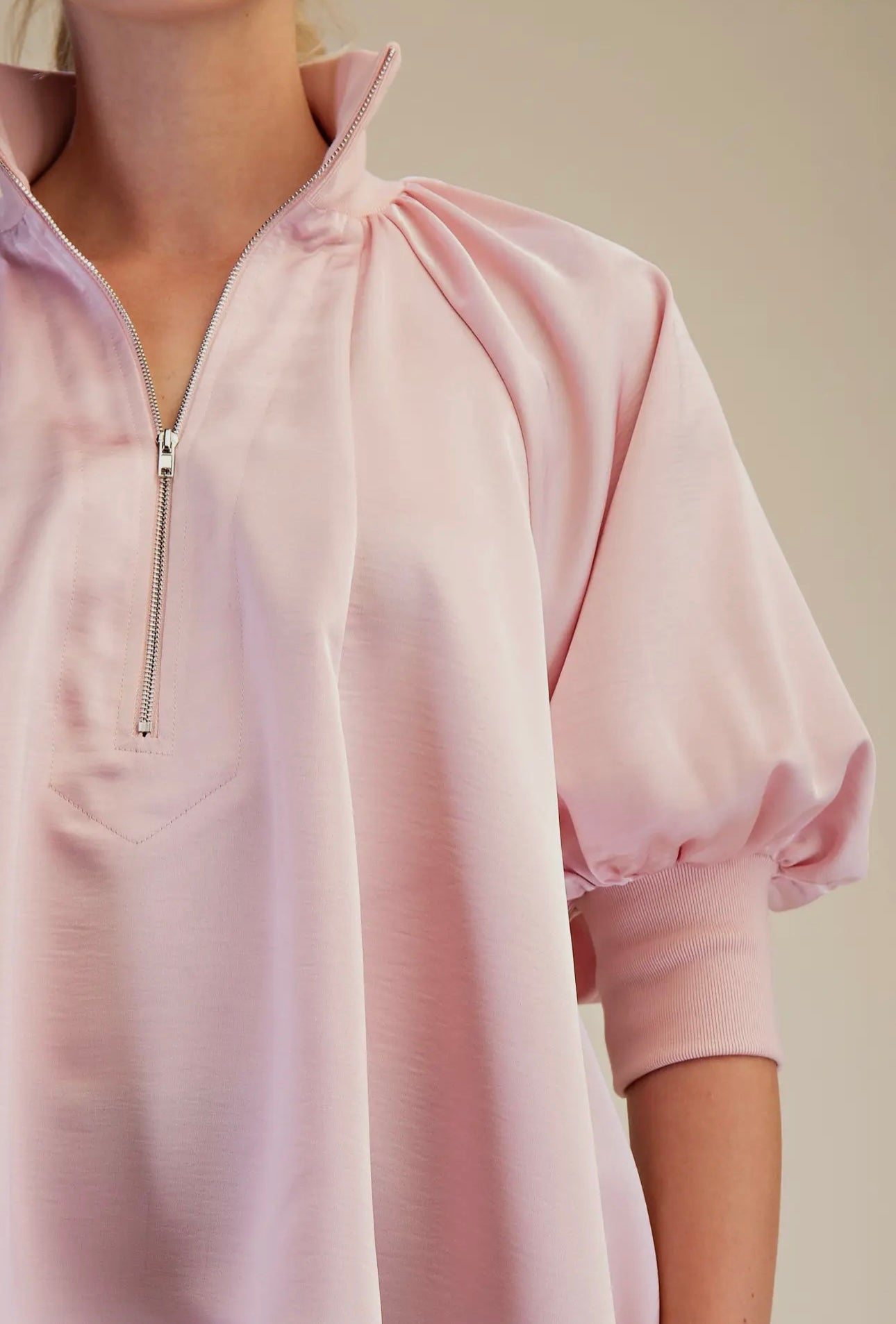 Zipper Mock Neck Top