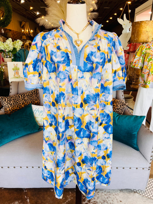 Floral Puff Sleeve Plus Dress