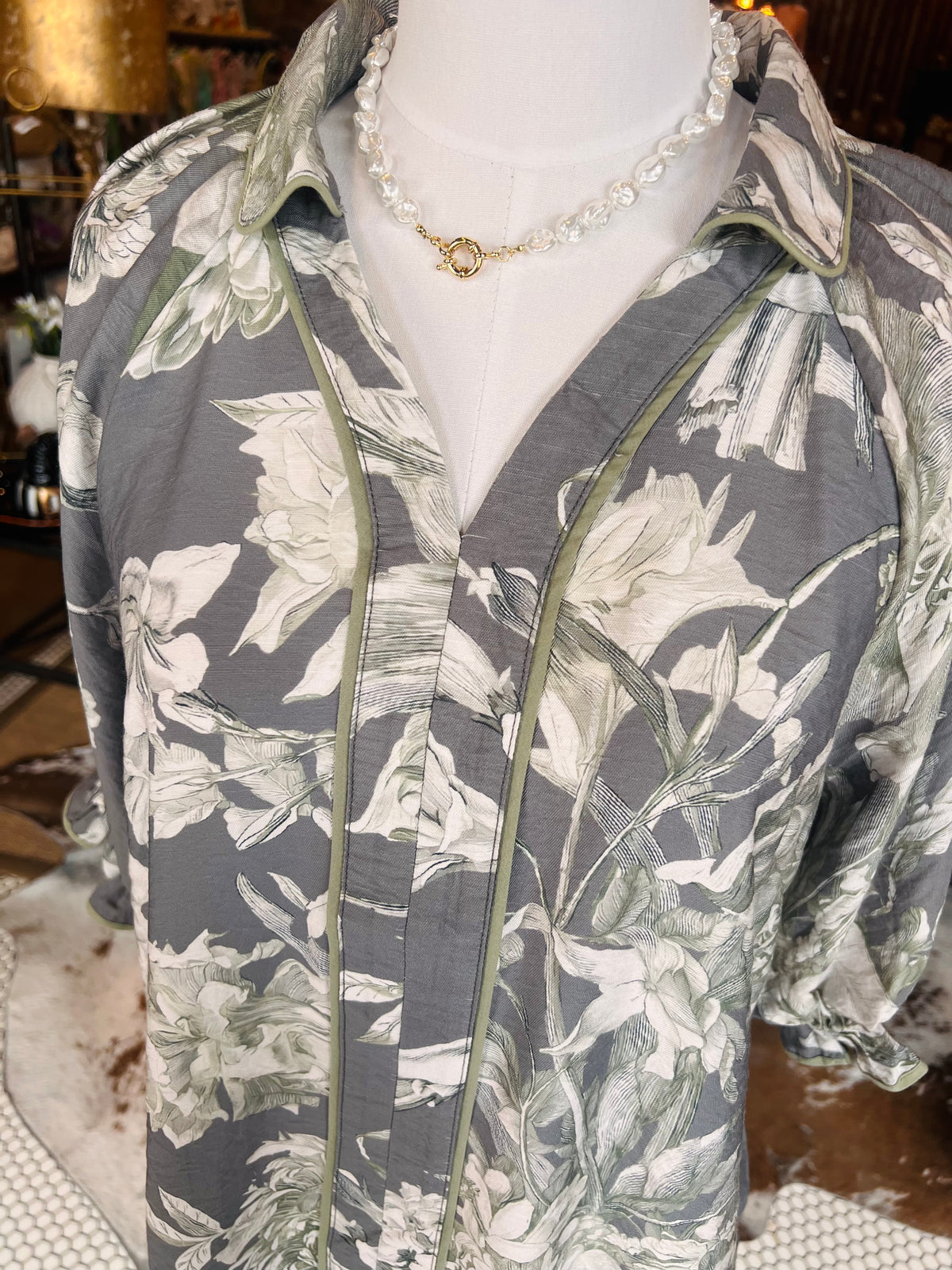 Shades of Grey Floral Top