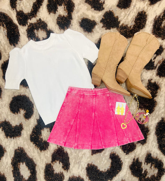Pink Corduroy Skirt