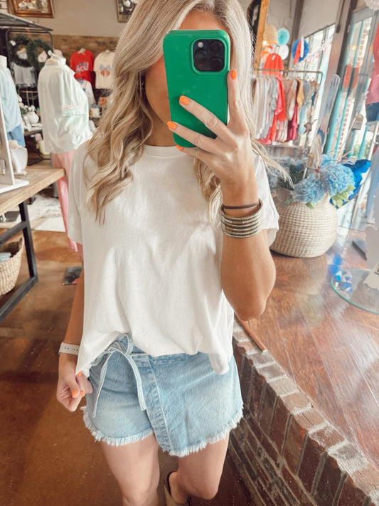 Cap Sleeve Mineral Wash Tee