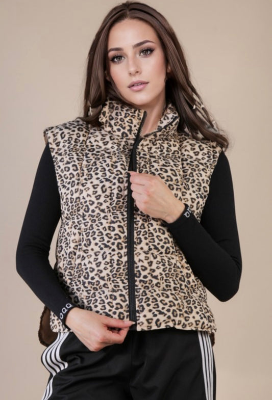 Leopard Puffer Vest