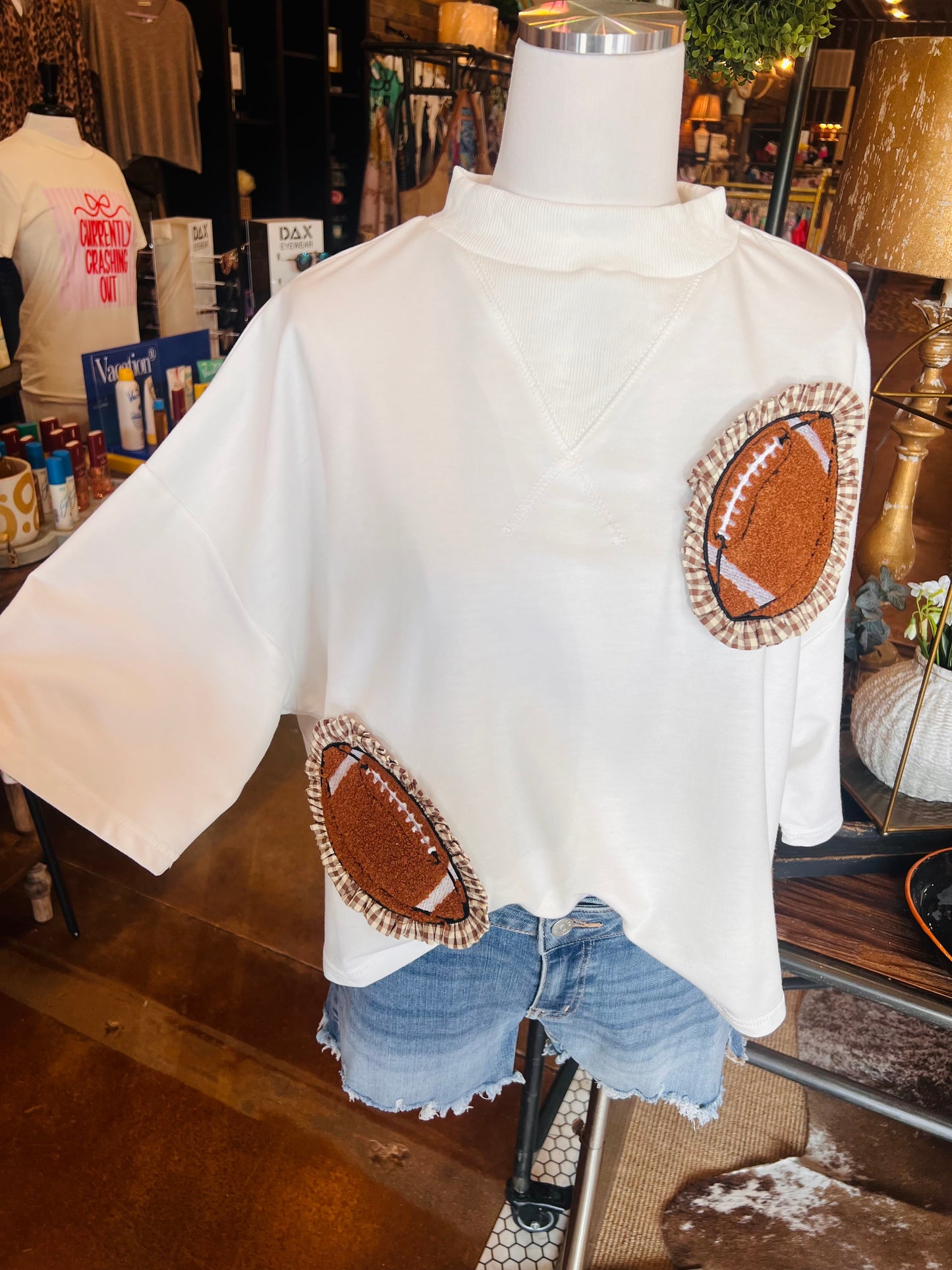 Gingham Football Patch Top