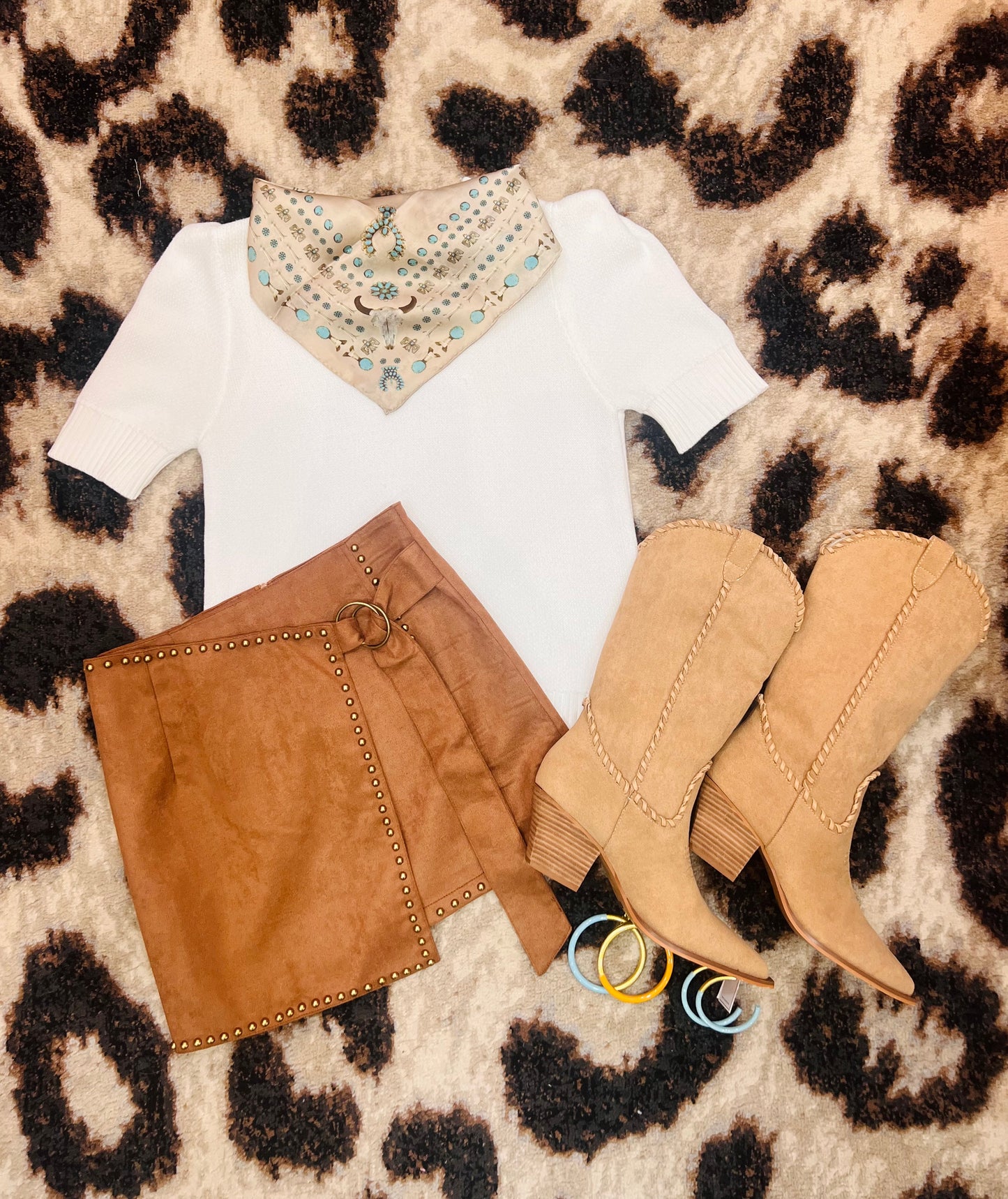Studded Wrap Mini Skirt