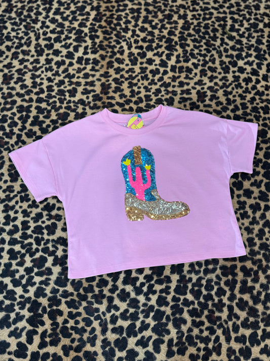 Girl Sequin Boot Tee