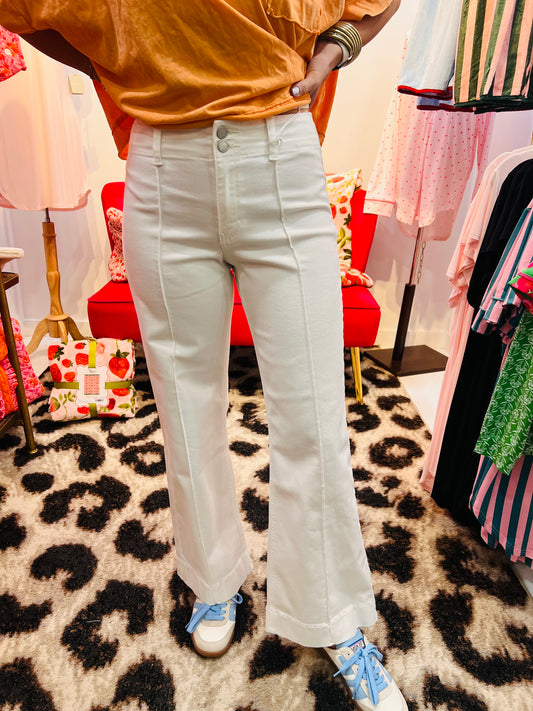 Pintuck Wide Leg Jeans