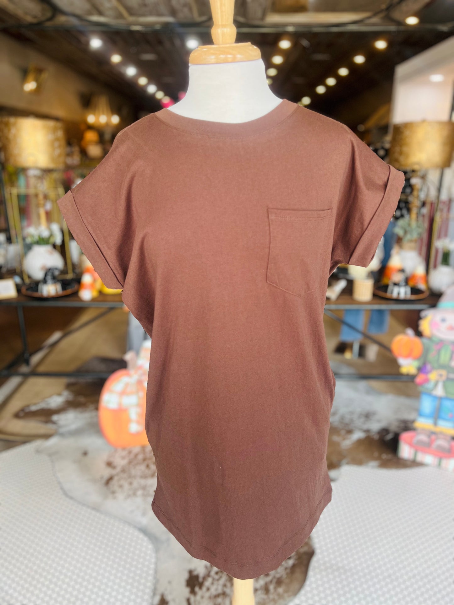 Cotton T Shirt Dress w/pockets