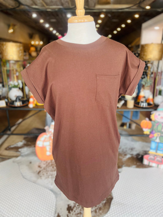 Cotton T Shirt Dress w/pockets