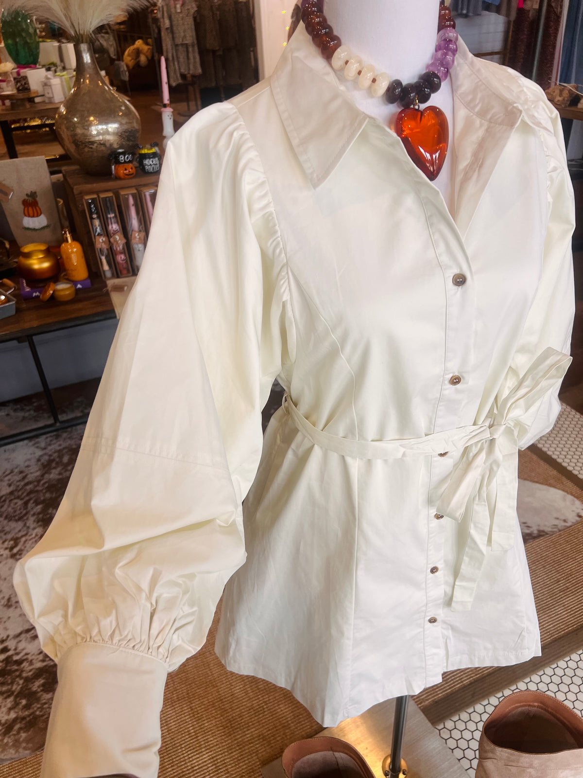 Button Down Belted Mini Dress