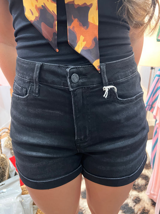 Soft Black Denim Shorts