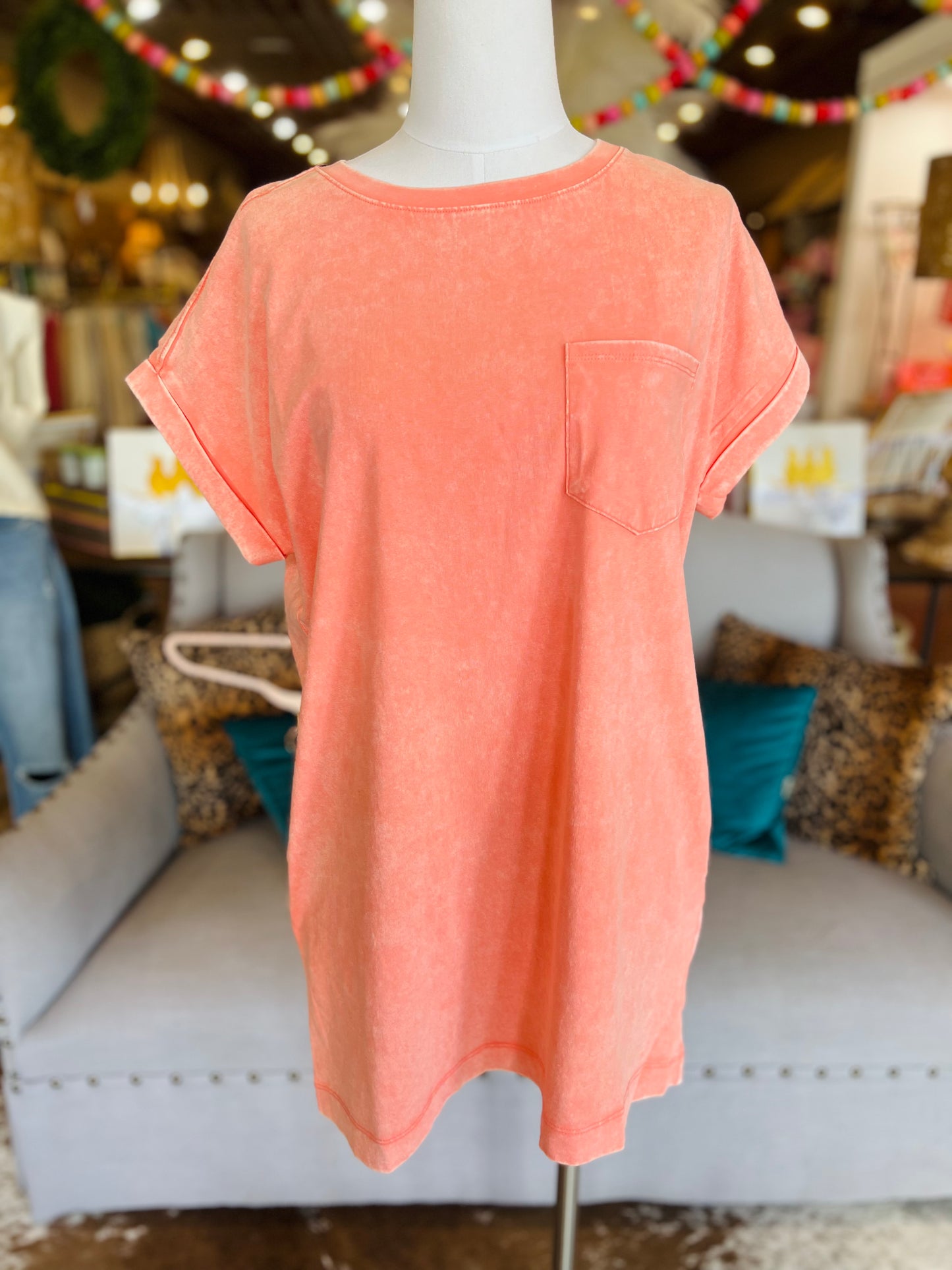 Washed Cotton T-Shirt Dress