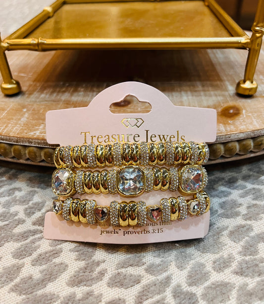 Golden Heart Crystal Stack Set