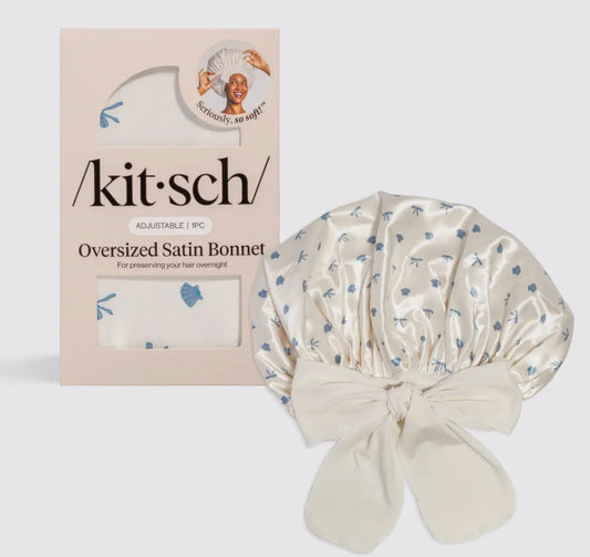 Coastal Blue & Cream Satin Bonnet