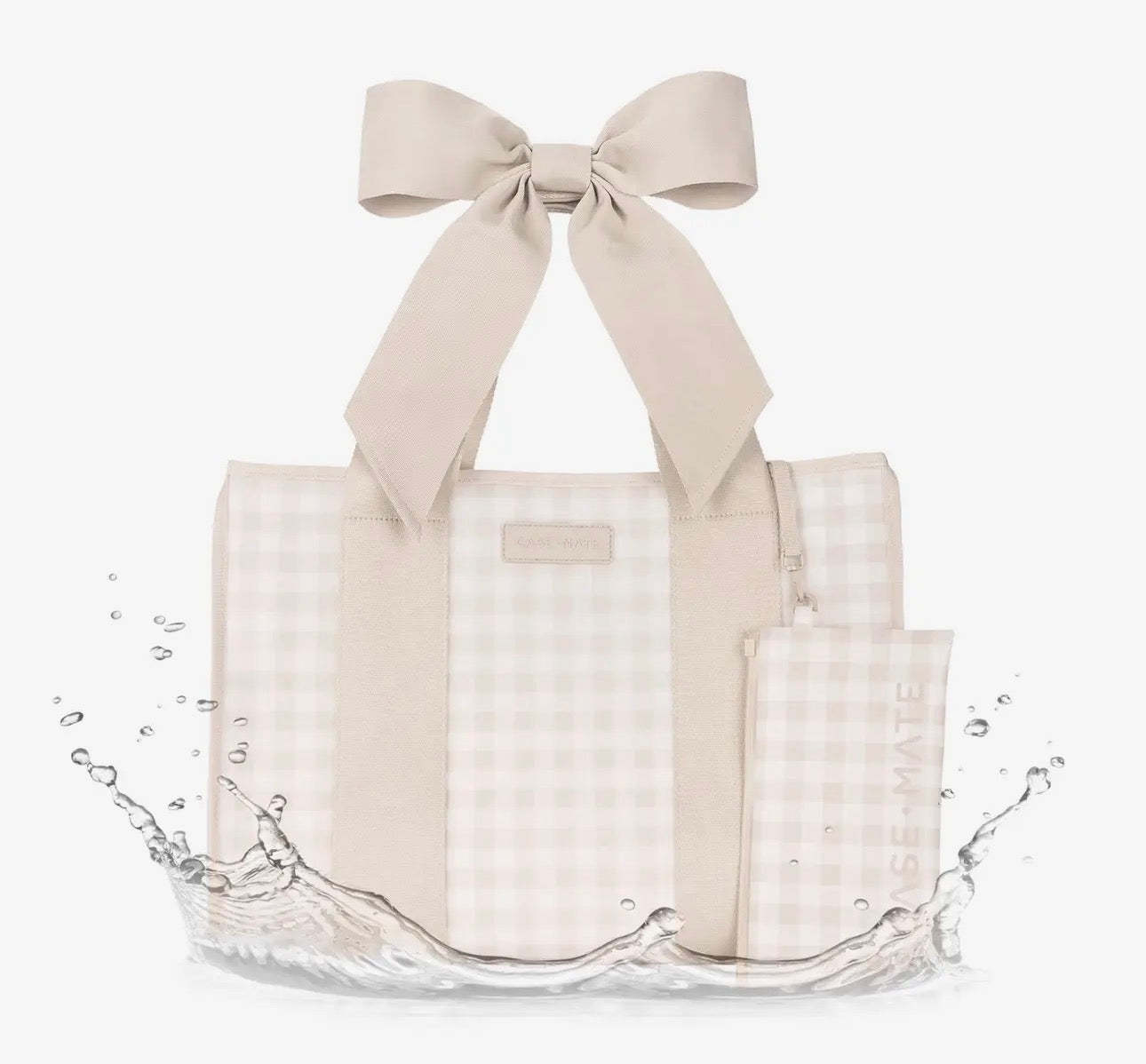 Latte Gingham Bow Jelly Tote