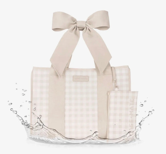 Latte Gingham Bow Jelly Tote