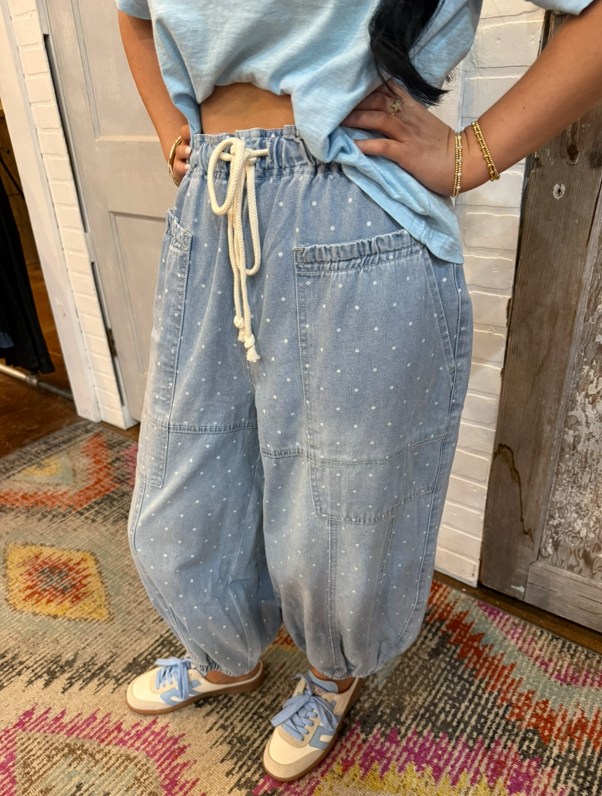 Polka Dot Barrel Jeans