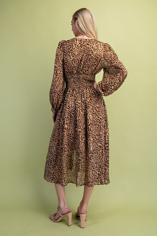 Metallic Cheetah Midi Dress